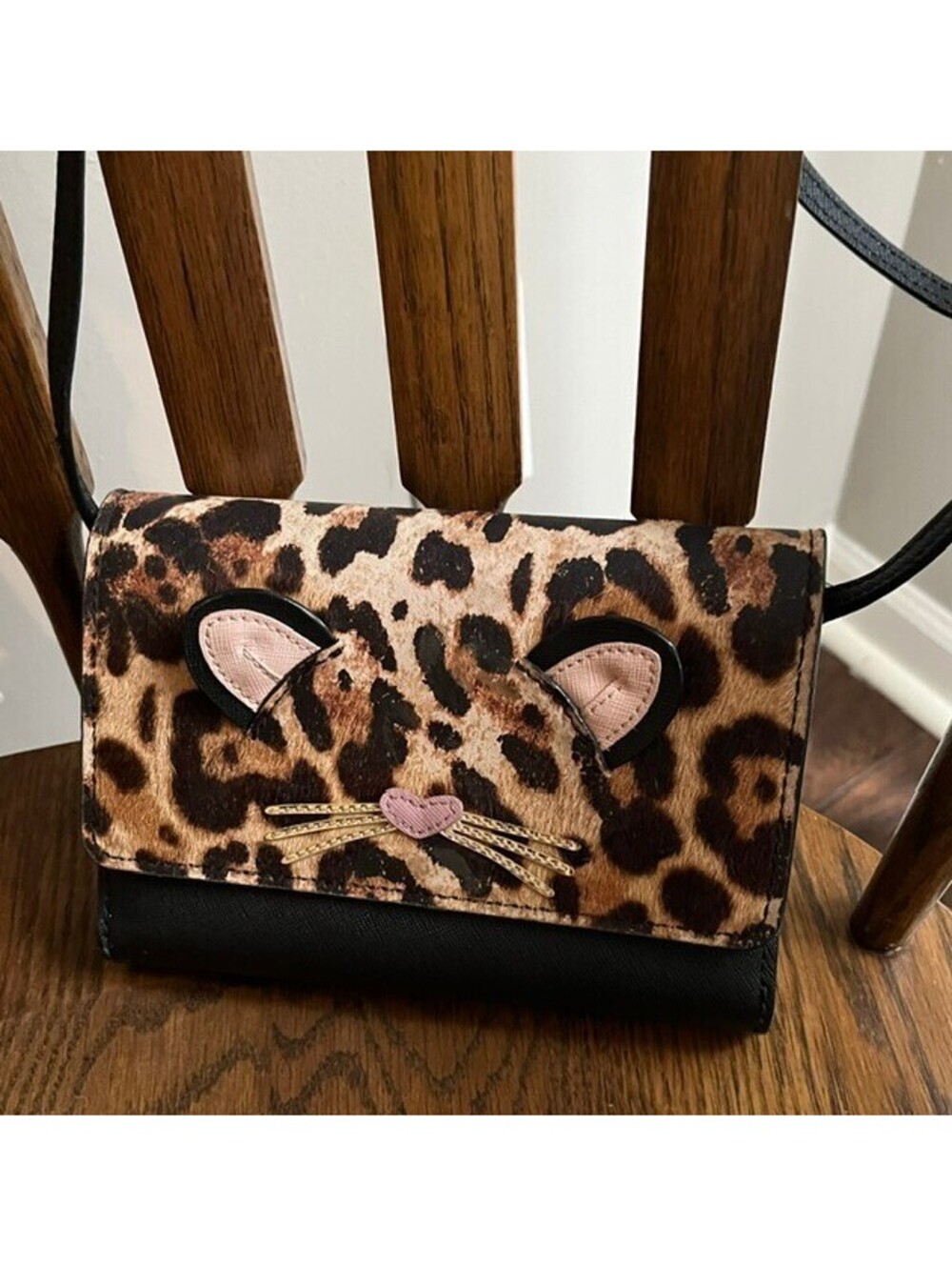 Kate Spade Run Wild Leopard Cat Crossbody Bag Calf Hair